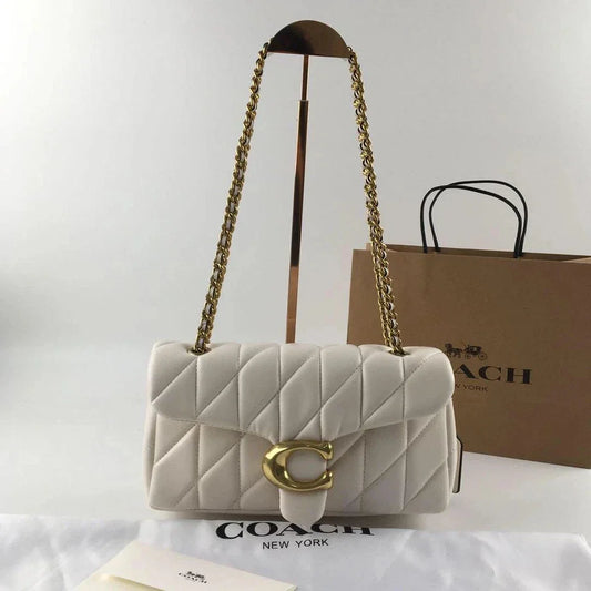 COACH Tabby 26 Quilted Shoulder Bag Leather White/Gold CP150 outlet